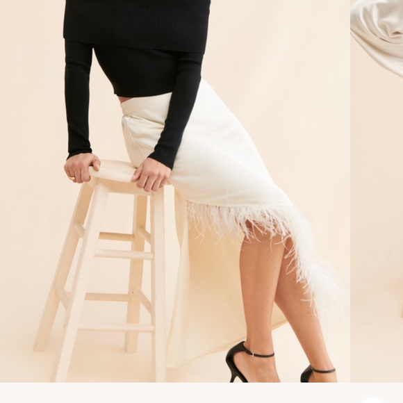 Anthropologie Hutch Satin feather embellished skirt - Picture 2 of 7
